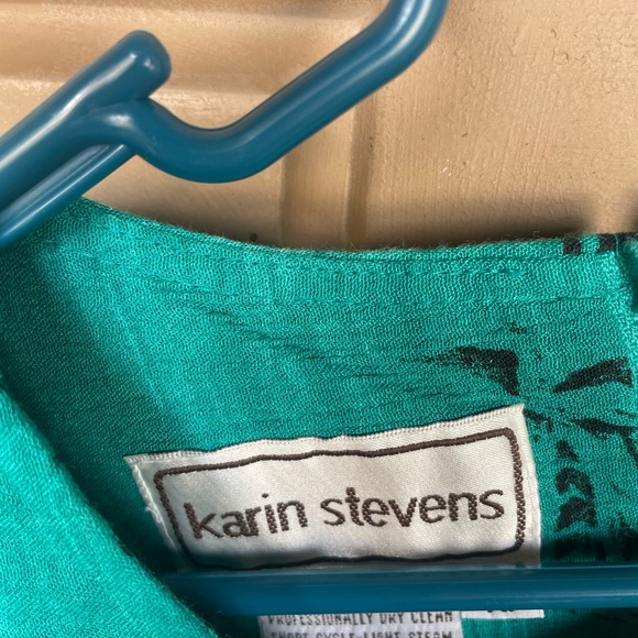 Vintage Karin Stevens dress and matching shirt zebras and elephants sz 18 - Picture 4 of 4